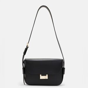 ALL SAINTS - Etienne Leather Shoulder Bag - Black with Gold Hardware
